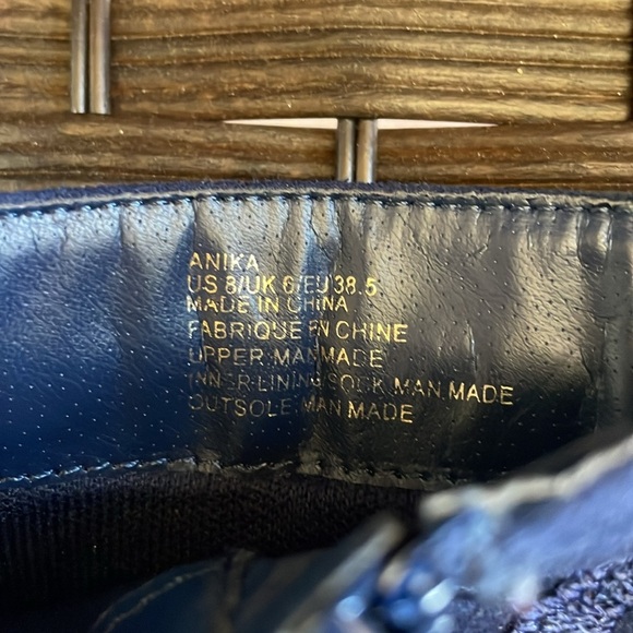 Anika Navy Blue Suede and Lace Stiletto Boots Lace Up Front Detail Side Full Zip - Picture 7 of 14